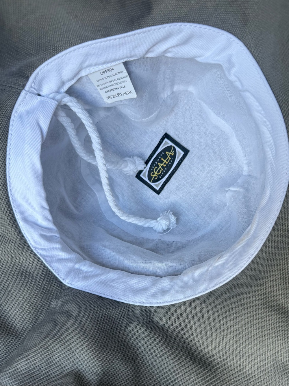 Scala Olive Green Large Brim Cotton Bucket Hat with Drawcord - Picture 2 of 4